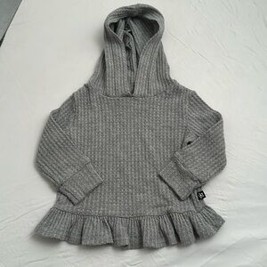 Pixie Lane gray waffle knit long sleeve hoodie top